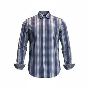 Tommy Bahama Men’s Striped long sleeve shirt polka dot cuffs blue/white Size S